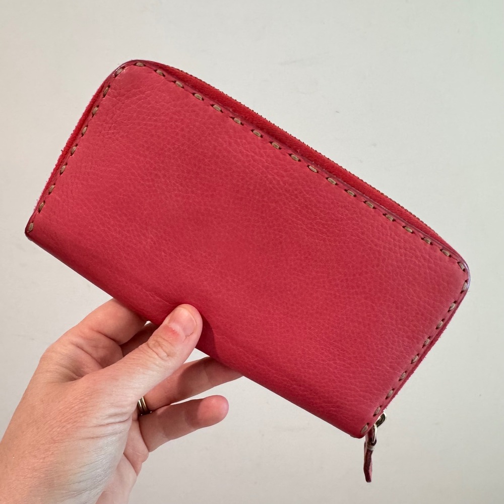 Fendi Selleria Roma Pink Pebbled Leather Zip Around Wallet Horse Logo CA1739947 - Picture 3 of 8